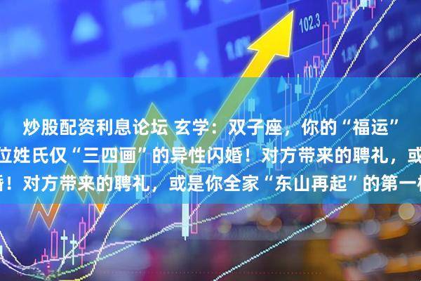 炒股配资利息论坛 玄学:双子座,你的“福运”来了!26年你将与一位姓氏仅“三四画”的异性闪婚!对方带来的聘礼,或是你全家“东山再起”的第一桶金