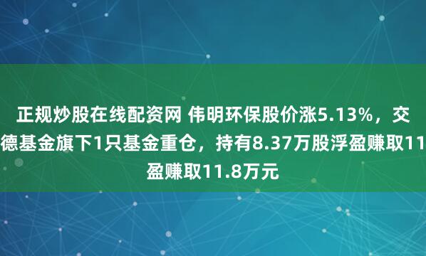 正规炒股在线配资网 伟明环保股价涨5.13%,交银施罗德基金旗下1只基金重仓,持有8.37万股浮盈赚取11.8万元