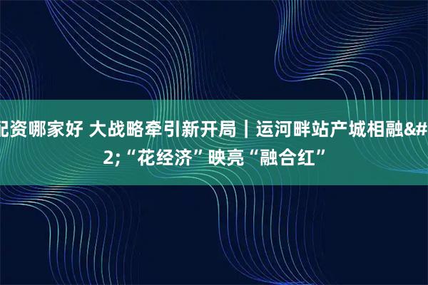 配资哪家好 大战略牵引新开局｜运河畔站产城相融 “花经济”映亮“融合红”